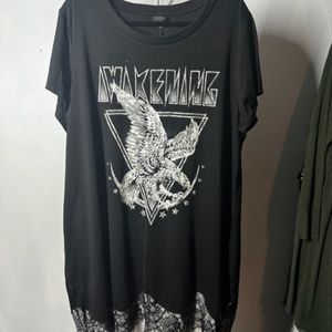 Torrid Black & White Lace T-Shirt Dress